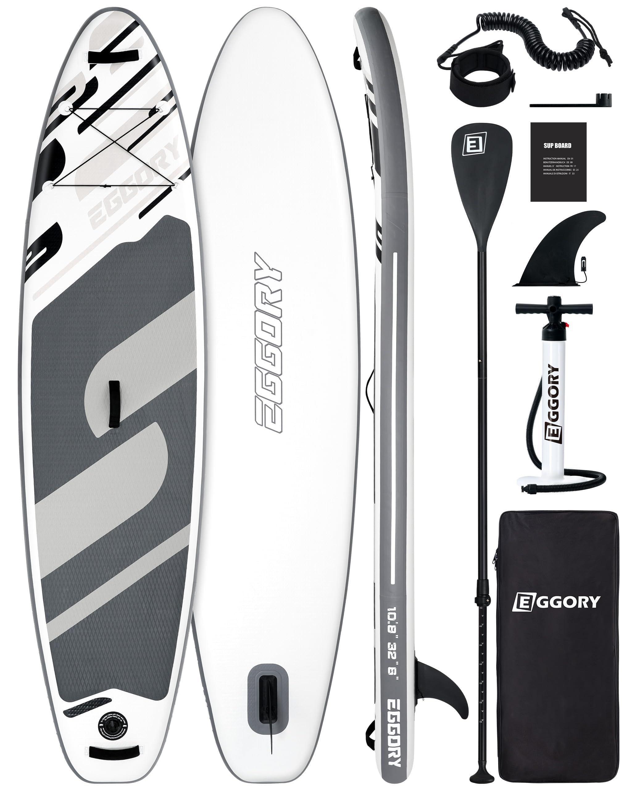 EGGORY Aufblasbares Paddle Board, SUP Board | Stabile Konstruktion mit rutschfestem Komfort-Deck, tragbares SUP-Board für Reisen
