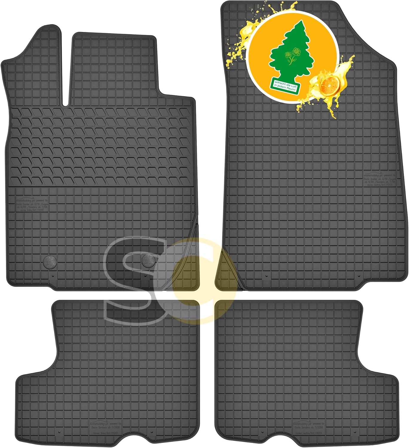 Car Rubber Mats Set of 4 Car Mats Fits Dacia Sandero I from 2008 to