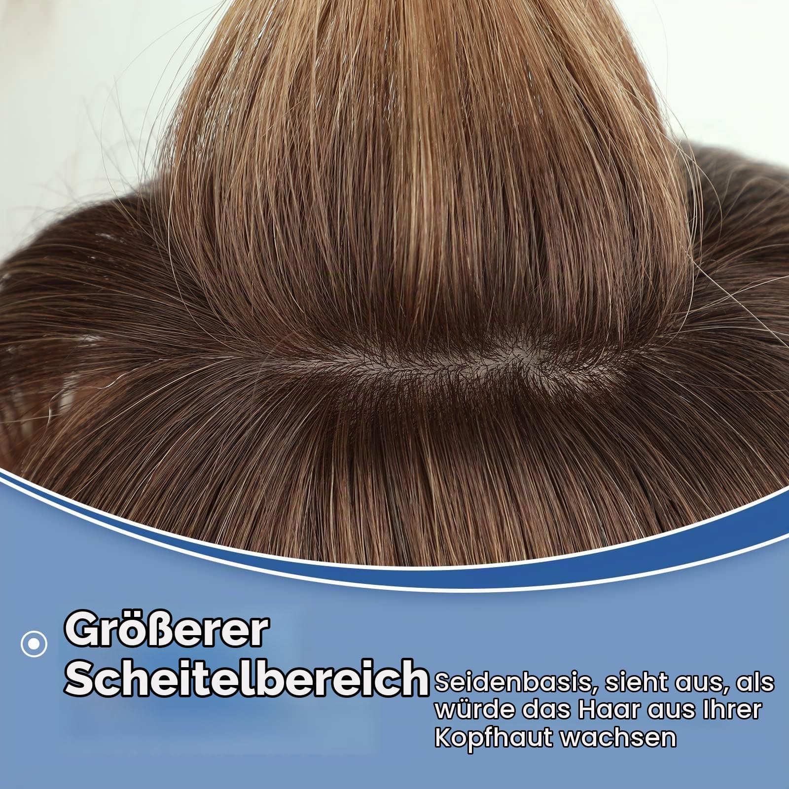 EMMOR Haartopper für Frauen, Haarverlustabdeckung, Haarverdichtung für Frauen mit dünner werdendem Haar, Echthaar, 150% Dichte, Seidenbasis, drei Clips im Topper, 14 Zoll, Farbe 4#.