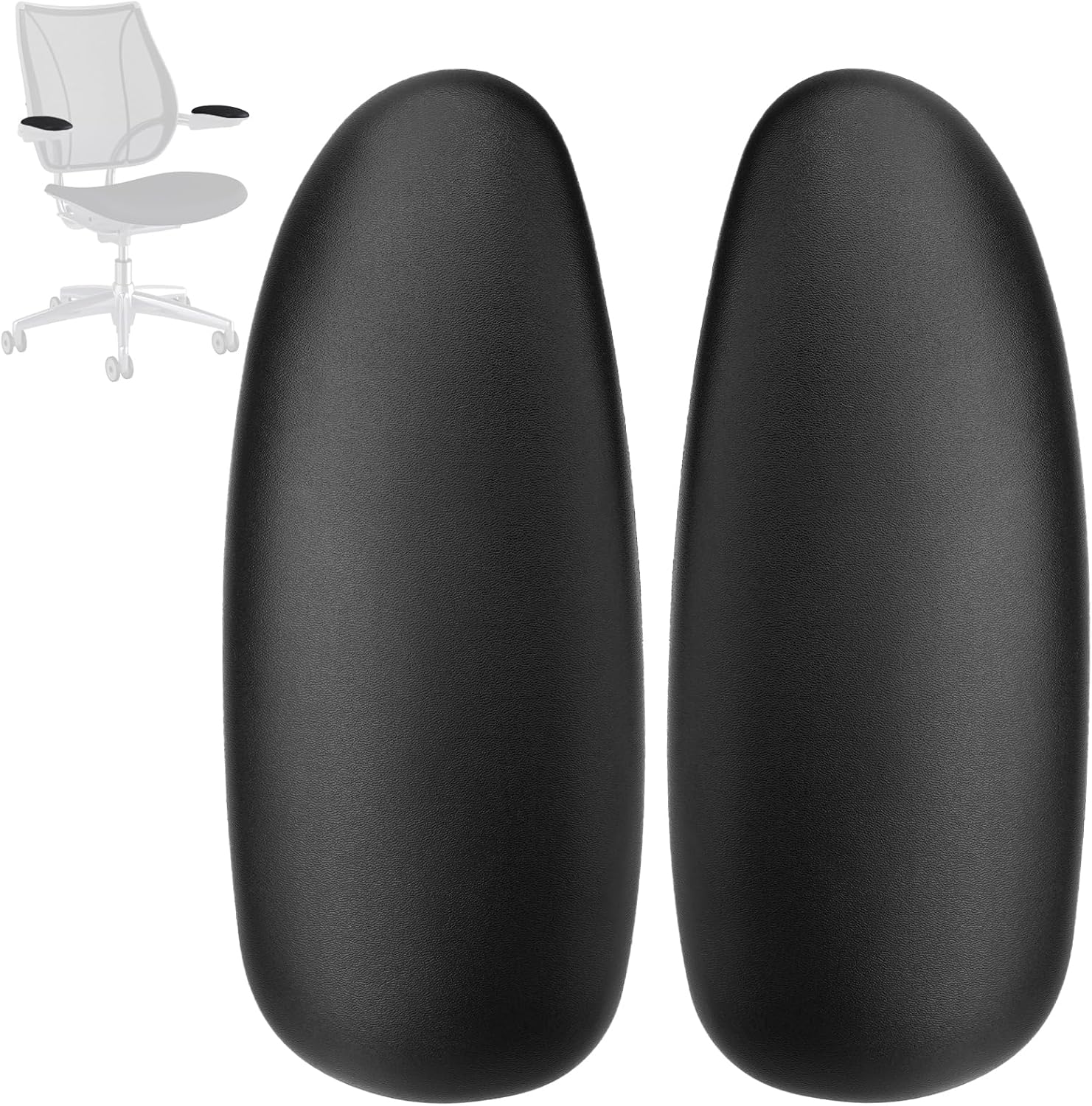 Arm Pads Caps Replacement for Humscale Liberty Office Chair - for Height Adjustable Arm Rest Covers, Ergonomic Black PU Leather (1-Pair)