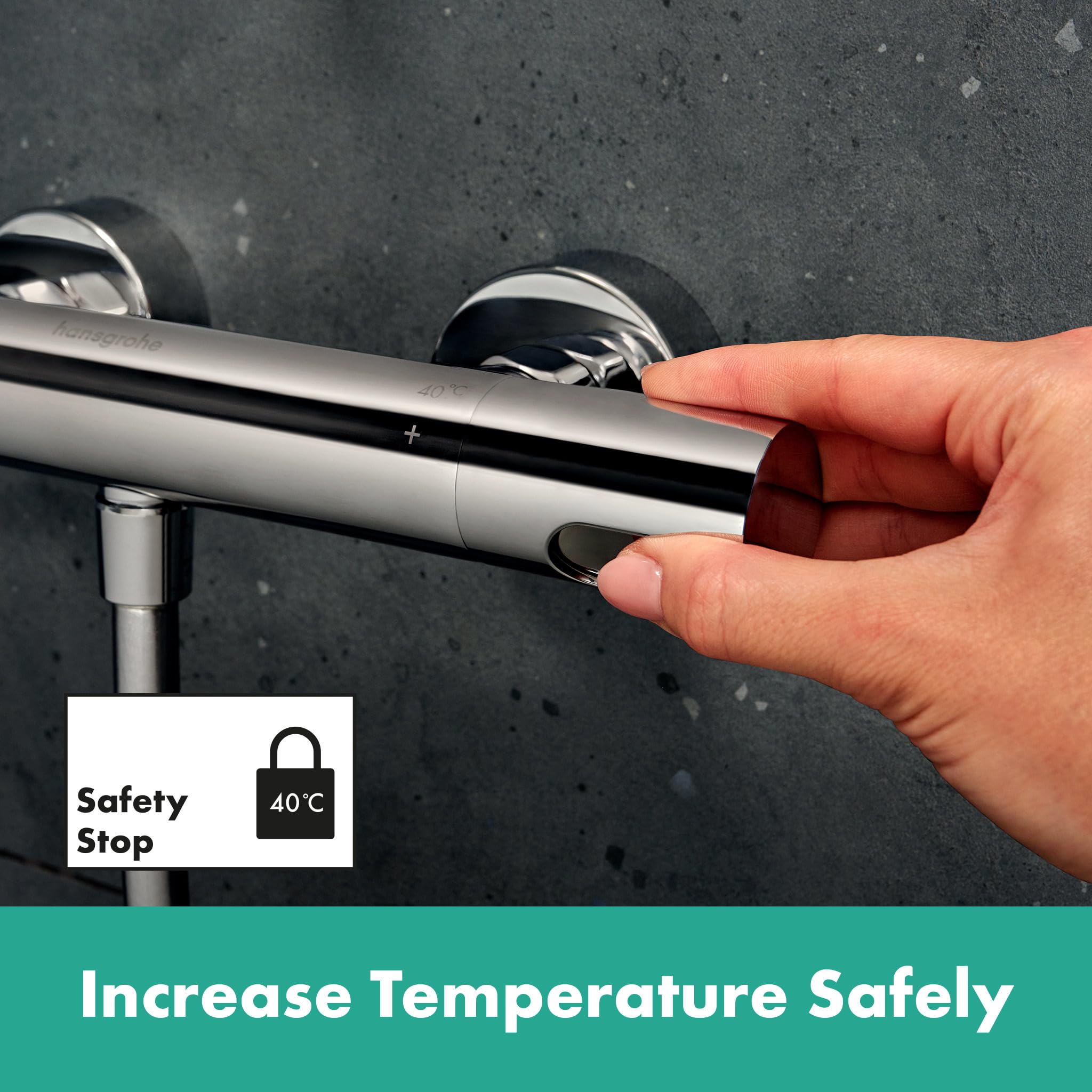 hansgrohe Ecostat Element, Shower Thermostat Exposed with EcoStop+, Thermostatic Shower Mixer with Safety Stop at 40 °C - Image 4