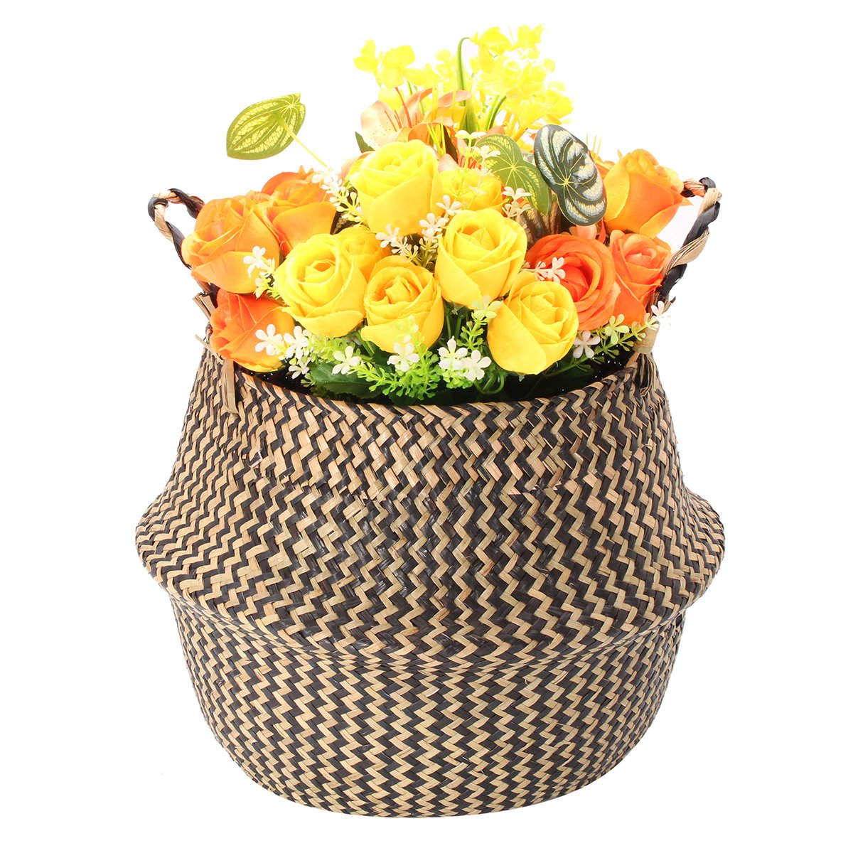 Baogu Natural Seagrass Woven Hand Woven Seagrass Belly Basket with Handles for Storage Plant Pot Wave 22X20CM - Image 6