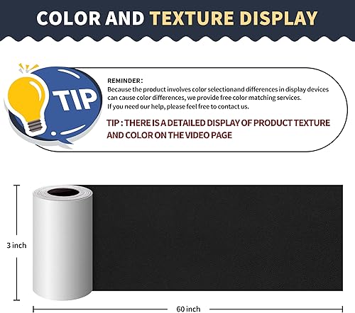 Miniatura 227 de ONine - Cinta de reparación de piel, parche para reparación de piel autoadhesivo de 12 x 48 pulgadas, impermeable, resistente al desgaste, para Negro