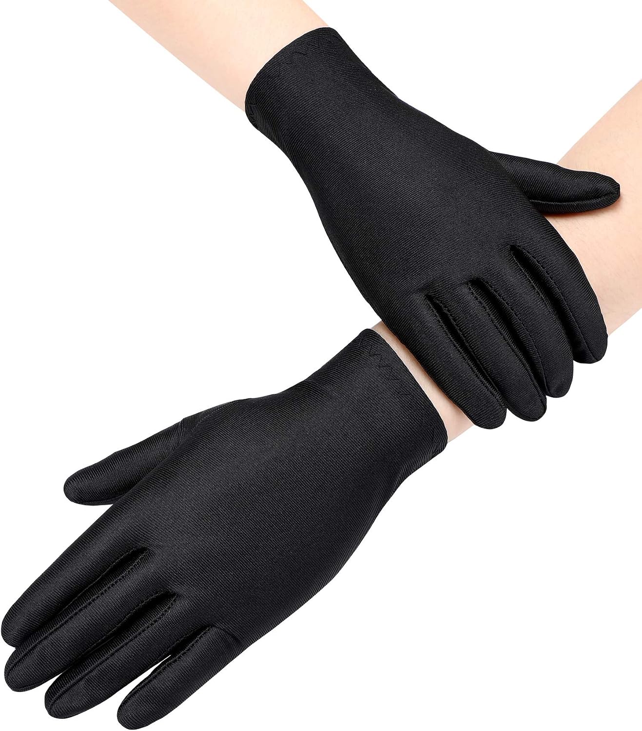 SATINIOR 6 Pairs Black White Kid Costume Glove Short Cosplay Glove Girl Boy Dress up for Halloween Party Opera Accessories
