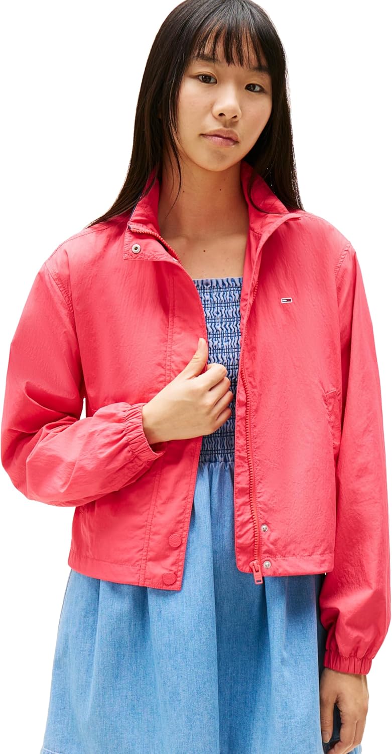 Tommy Jeans womens Lightweight Varsity Windbreaker Jacket With Logo Detail