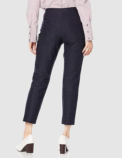 かふみん☆ 有木 P2 変形格子柄ジャカードスリムパンツ L 日本製 美品 定価1.2万 有木アリキ ピーツー P2 変形格子柄ジャカード