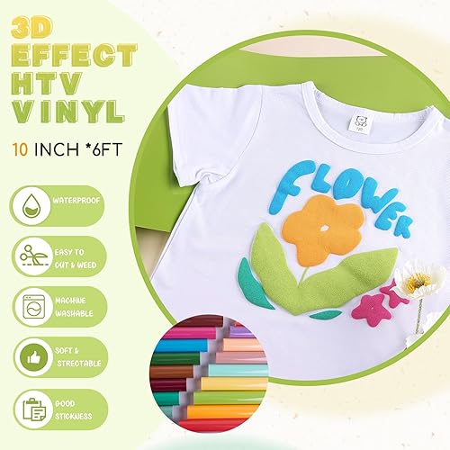 Miniatura 2 de Tintnut Vinilo de Transferencia de Calor Inflable - Rollo de Vinilo de Transferencia de Calor (HTV) Inflable 3D Verde Oliva Pálido de 10 pulgadas x