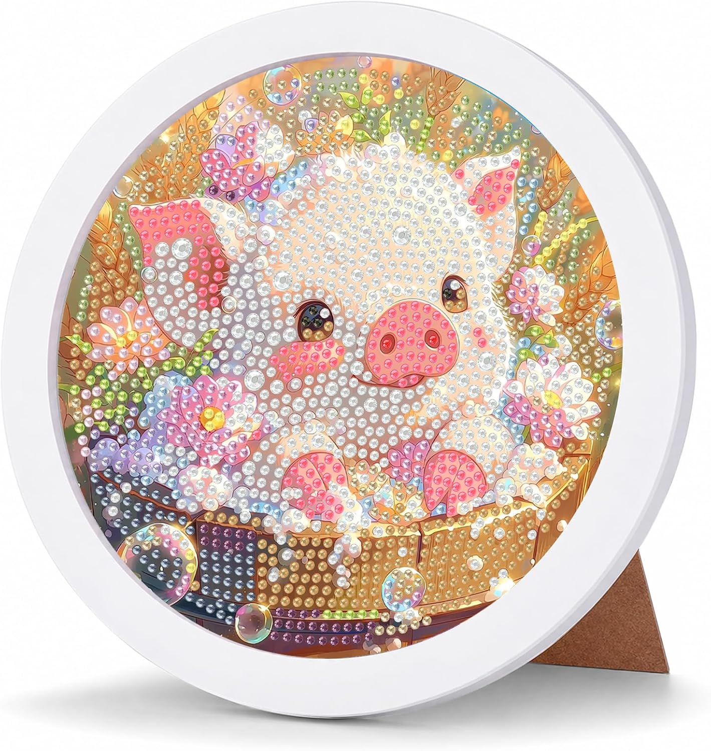AUKELHJ Diamond Art Kits for Kids with Frame, Pig, 8x8 inch