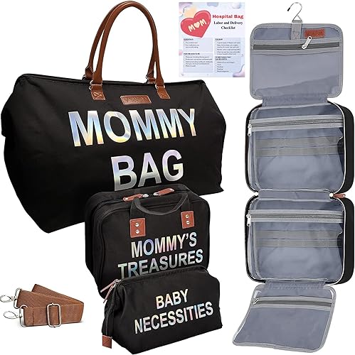 VONQA Bolsa de mamá para hospital, trabajo de parto y parto, bolsa de pañales extra grande para maternidad, embarazo y artículos esenciales para