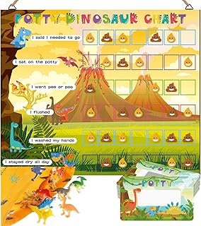 Dinosaur Potty Training Chart for Toddlers Potty Training Rewards for Toddlers Boys Pee Targets for Training Potty Adventures Potty Training Sticker Chart with Toys