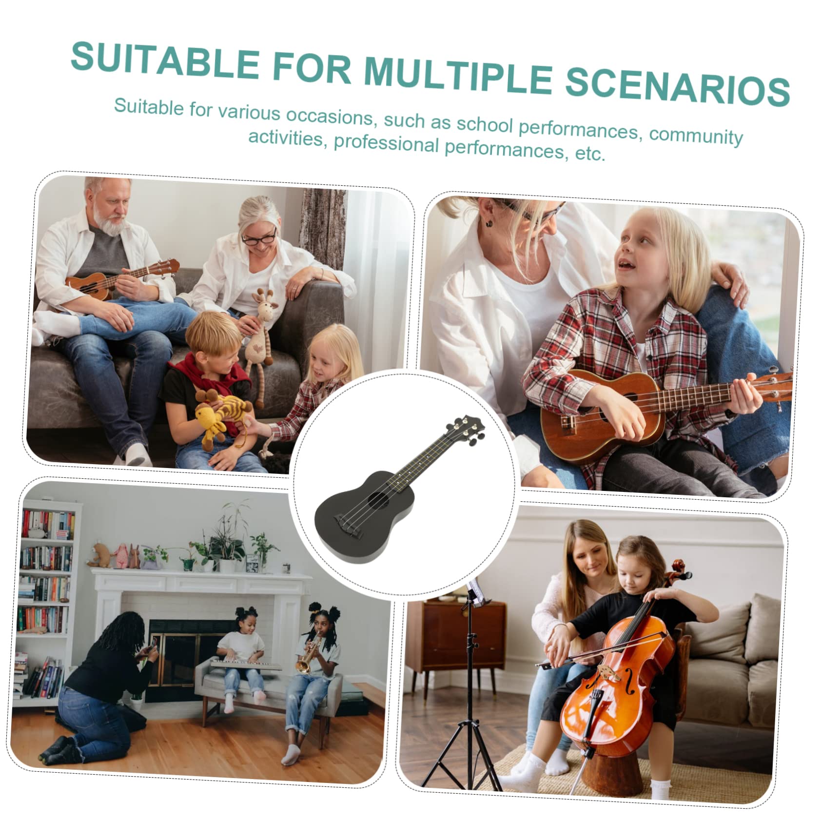 Yardwe Ukulele De Madera Para Principiantes Acústico De Instrumento Musical Cuatro Cuerdas Para Niño Niña y Adultos Guitarra Infantil Resistente y Fácil De Usar Color Negro