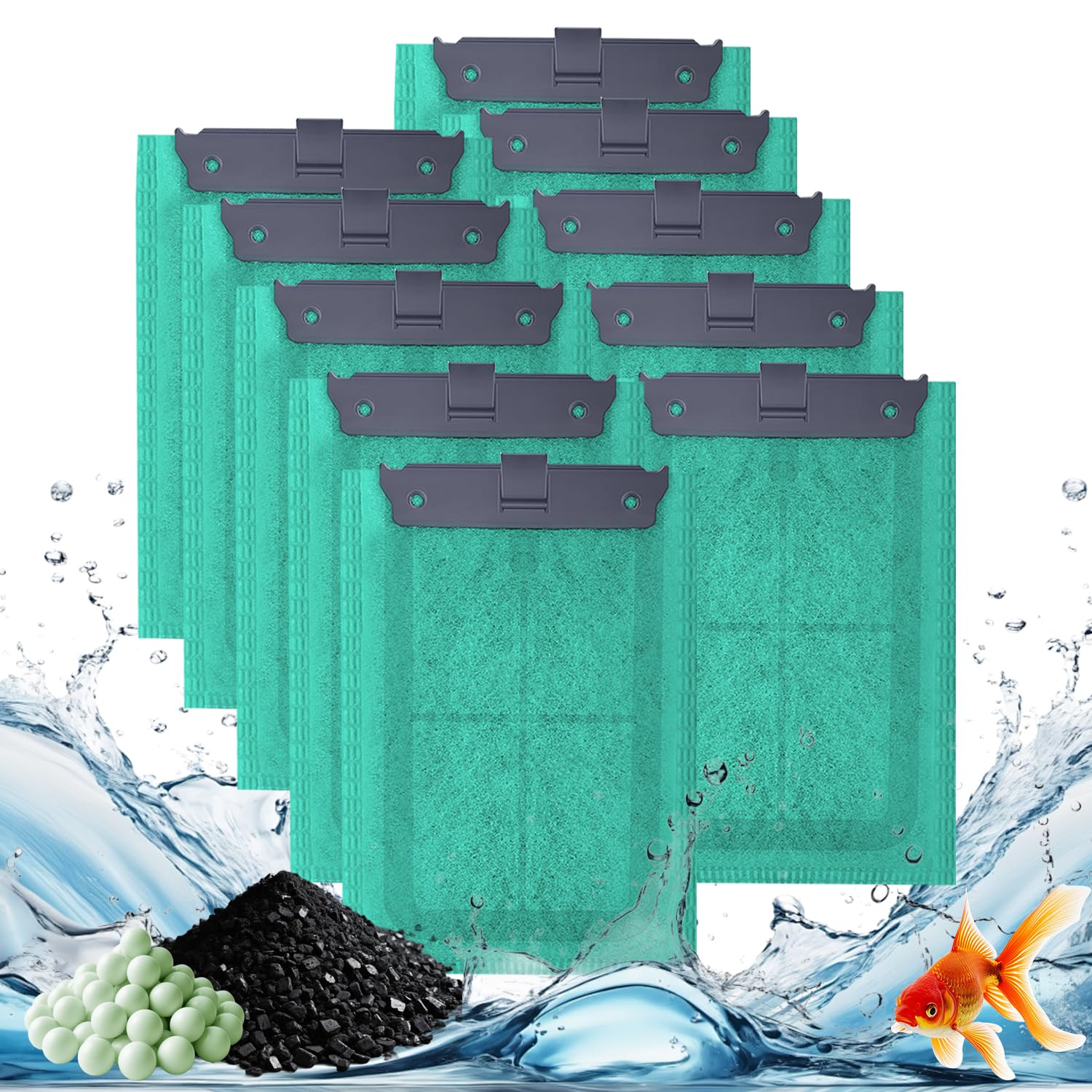 Gufastoe Ersatz Filterpads Kompatibel für Easy-Crystal Filter 250, für die Easy-Crystal FilterBox 300 Geeignet,10 Stück Ersatz Filterpads mit Aktiv-Kohle und Zeolithe hinzugefügt