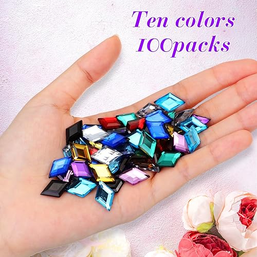 Miniatura 4 de Tondiamo 100 piezas de diamantes de imitación acrílicos con parte trasera plana, gemas de plástico para deslumbrar joyas acrílicas para hacer joyas,