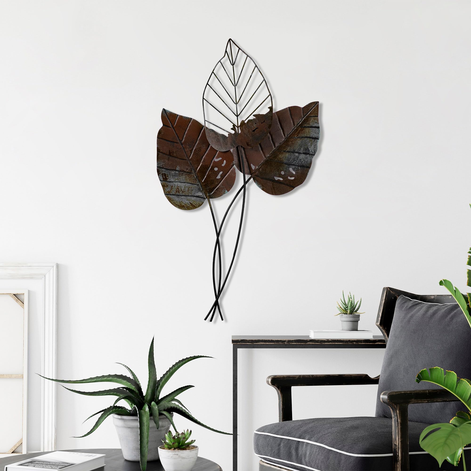 Hanah Home Handmade Decorative Metal Wall Accessory, 45 x 85 cm, 100% Metal (1.5 mm), Unique Brown Finish, Wall-Mountable, Artisan Crafted, Colour Variations May Occur