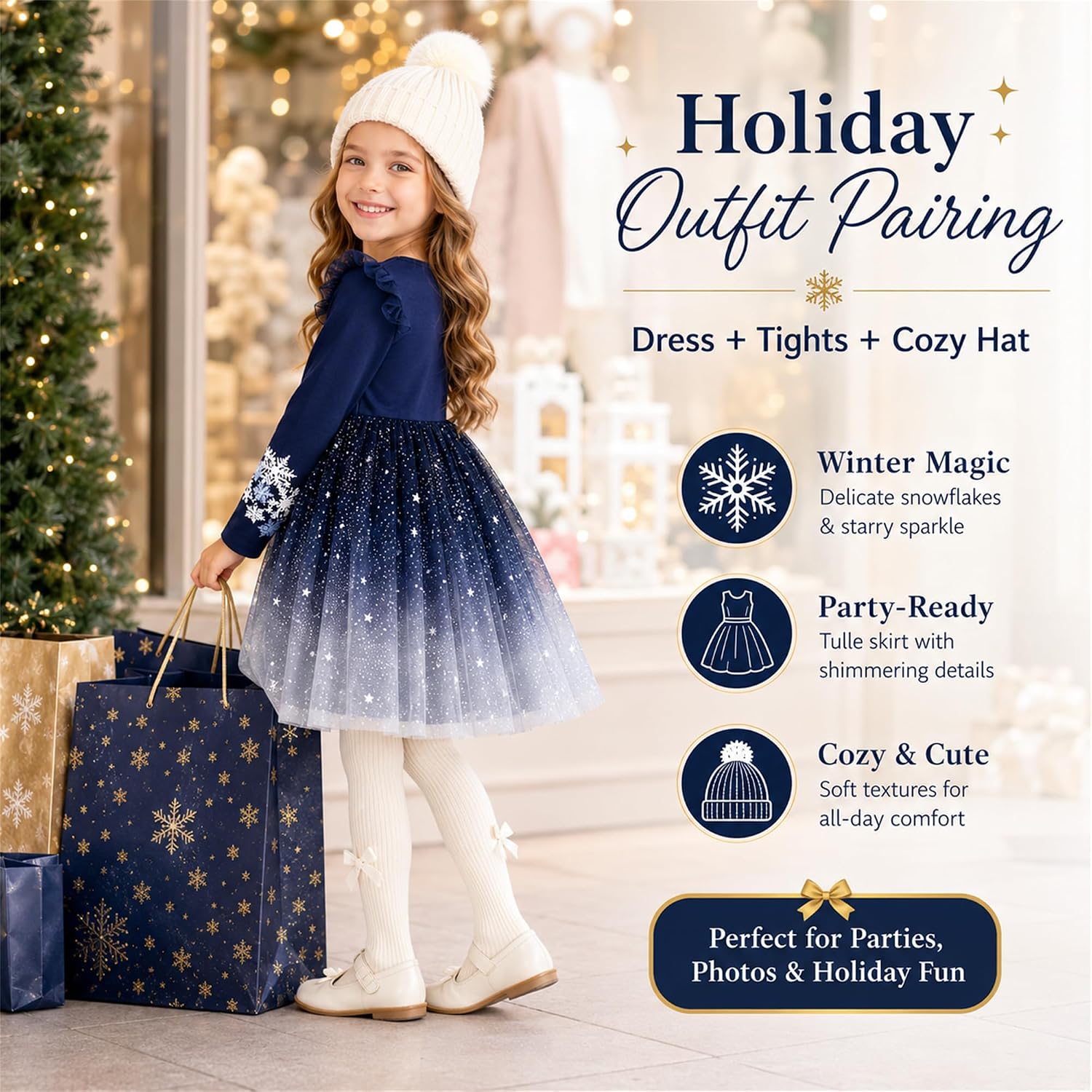 VIKITA Girls Dresses Winter Long Sleeve Party Gifts for Girls 3-7 Years