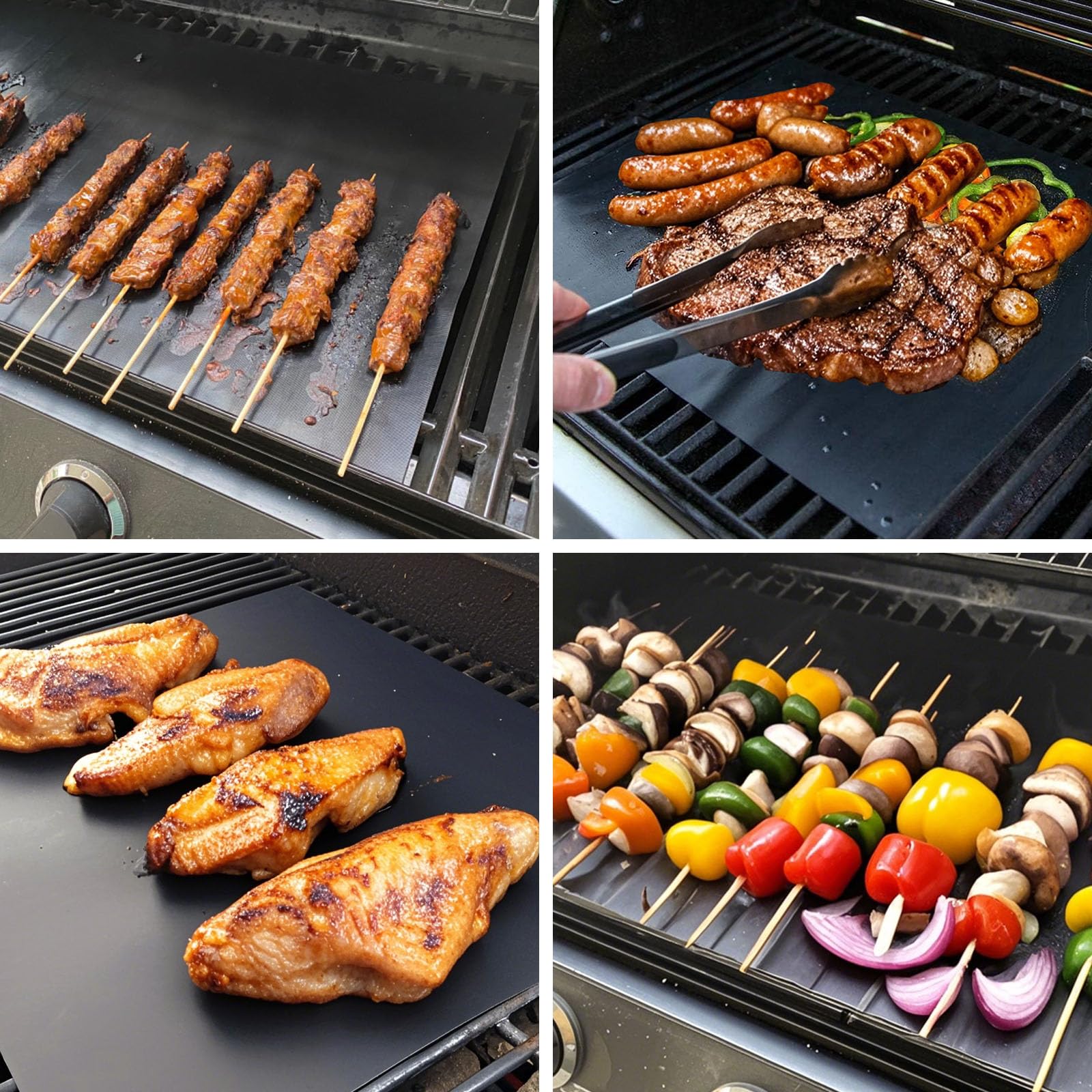 Tapis de Barbecue Antiadhésifs en Téflon 40x33cm Lot de 5 Reutilisable sans PFOA
