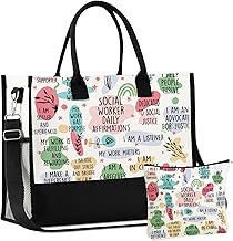 InnoBeta Social Worker Gifts Canvas Tote Bag with Top Zipper and Shoulder Strap for Birthday, Mother's Day, Christmas