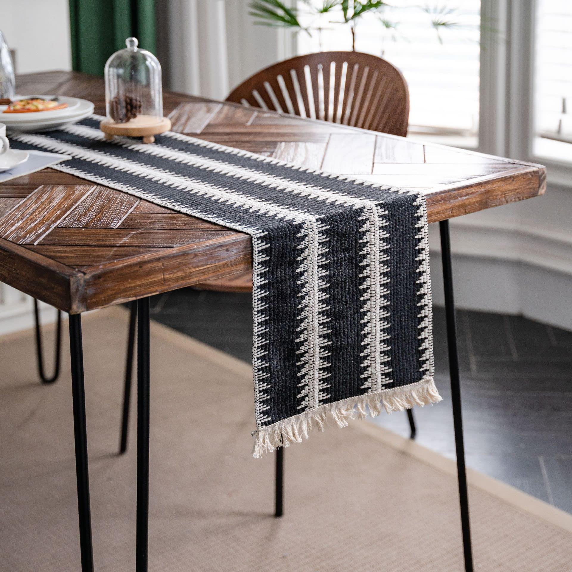 Table Runner Table Runner Cotton Crochet with Tassels Geometric Fringe Runners Retro Macrame Tablecloth(P,30*350cm)