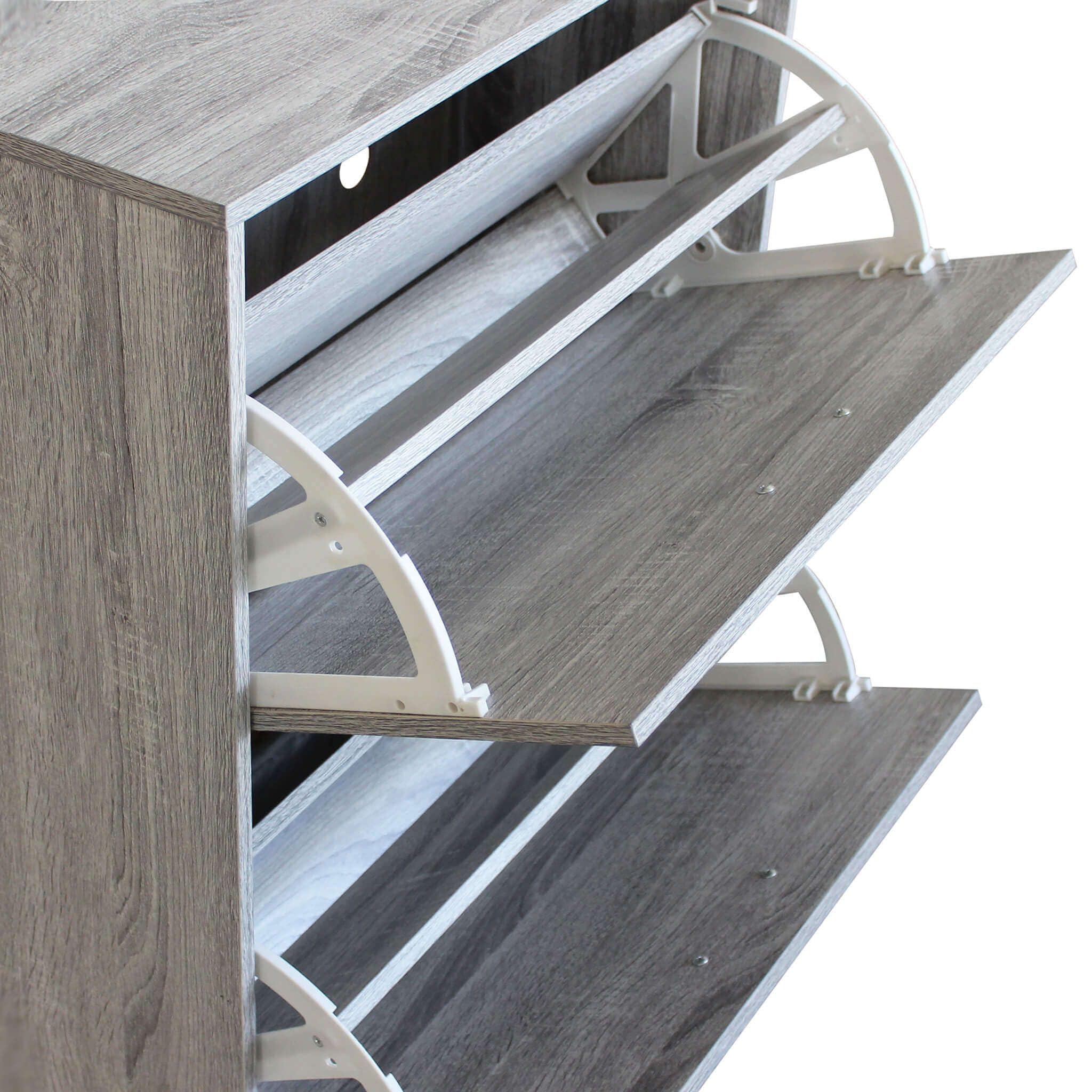 MilaniHome.it - Scarpiera Con 3 Ante In Legno Di Design Porta Scarpe Di Alta Qualità, Cm 60x24x115 H Colore: Grigio chiaro