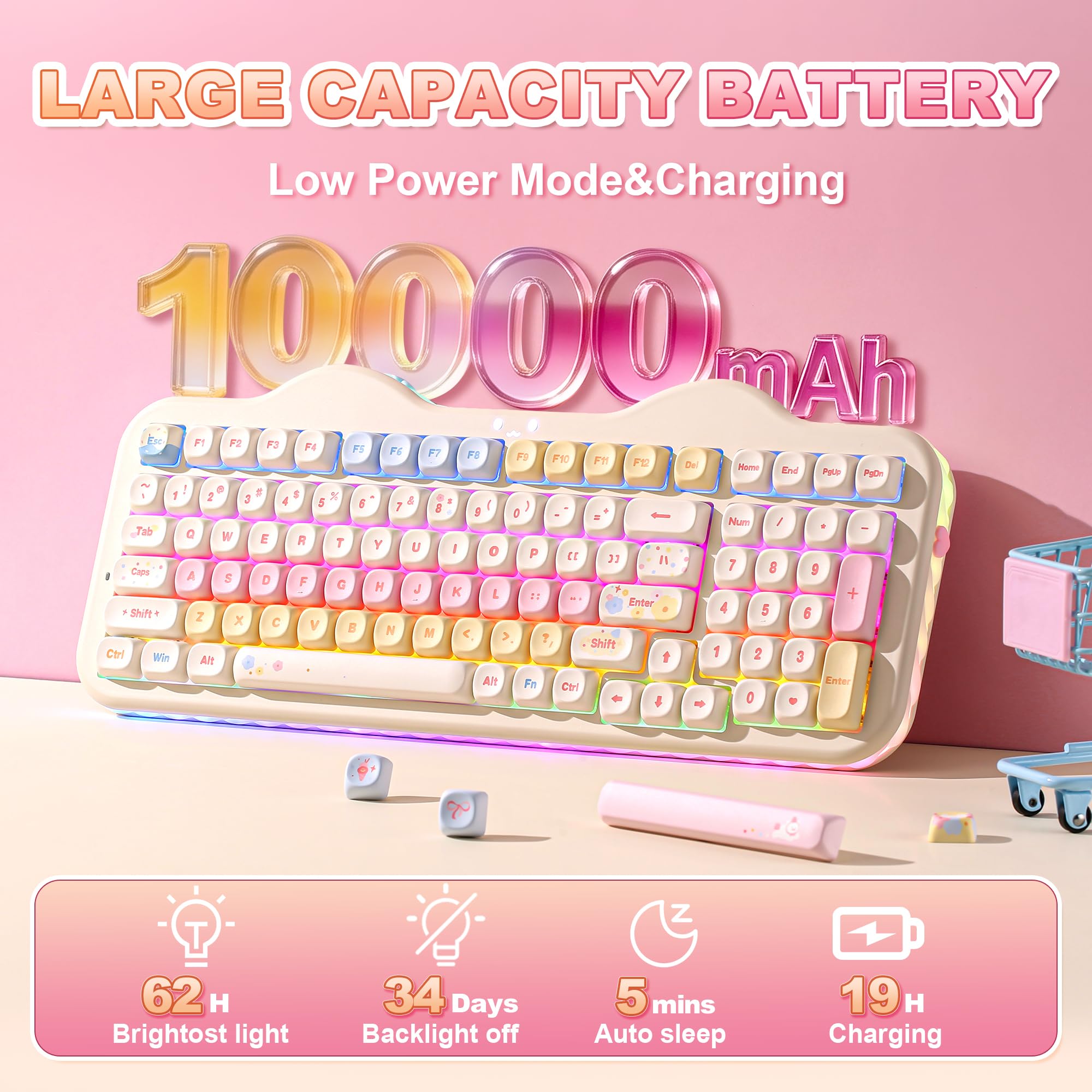 Amazon | YUNZII C98 ワイヤレスメカニカルキーボードテンキー付き 99