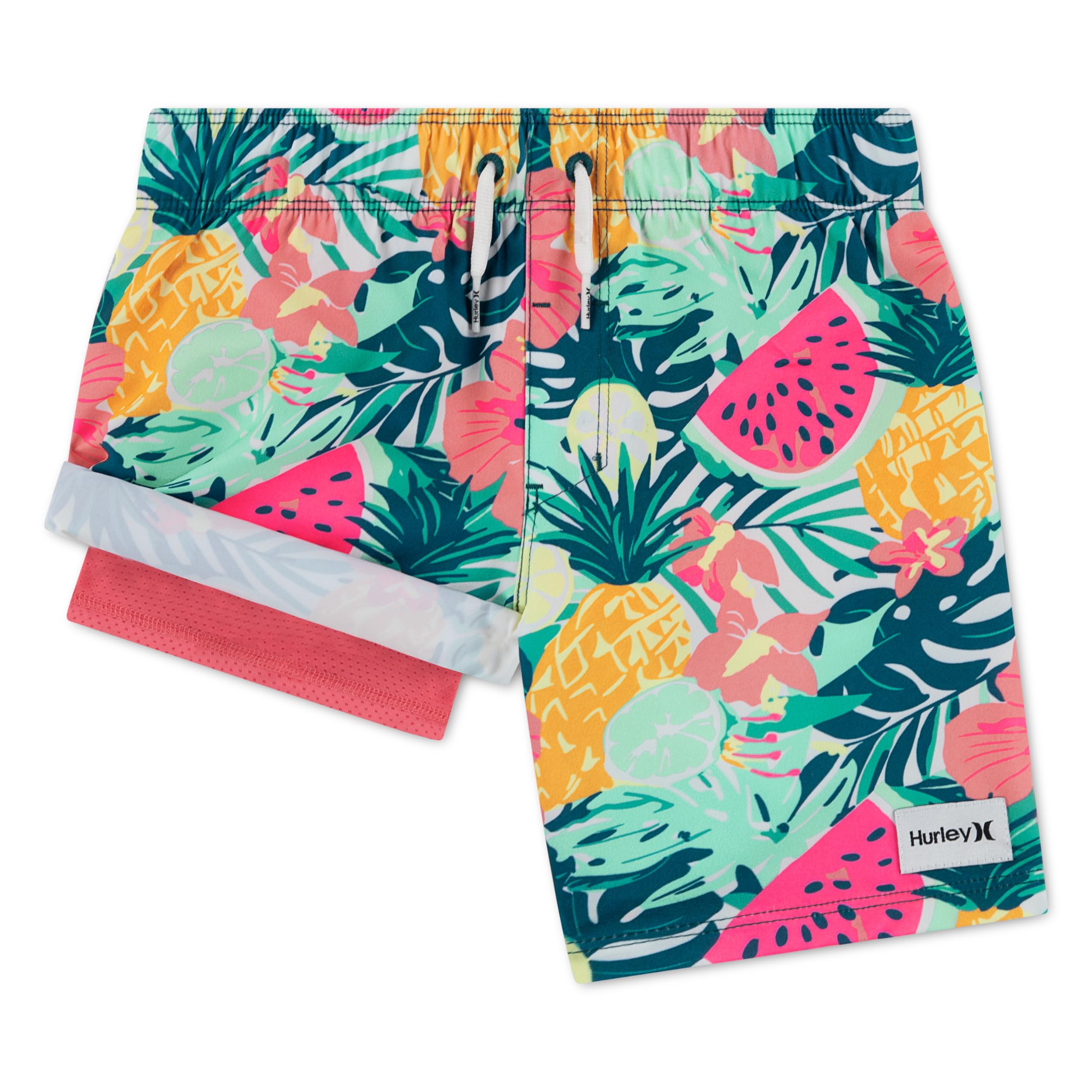Hurley Kids Boys Pop Color Palm Pull-On Swim Trunks Little Kid