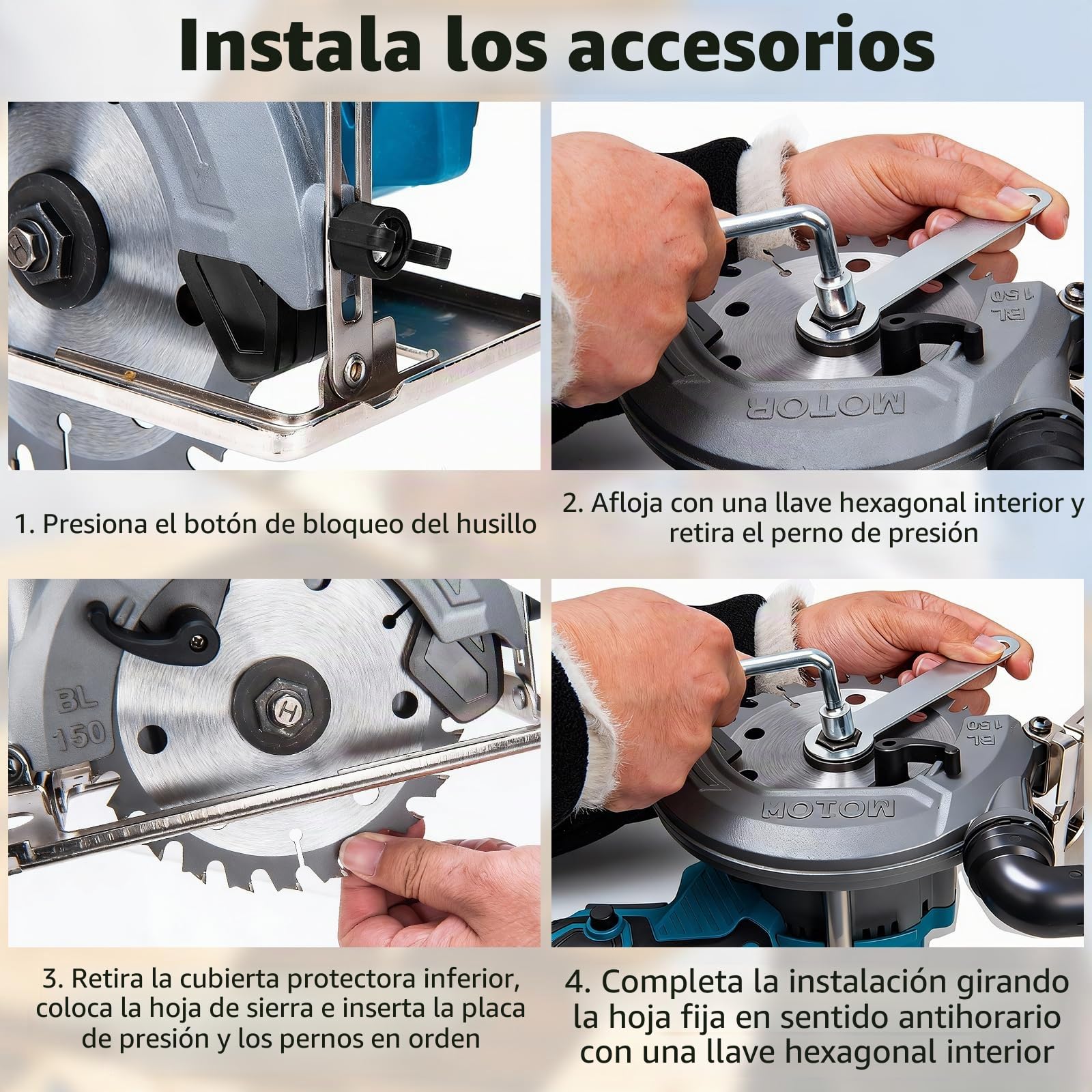 Mini Sierra Circular Inalámbrica sin Escobillas 18V, 7000 RPM Sierra de Mano Compatible con Batería Makita, Corte Biselado 0-45°, Profundidad Ajustable para Madera y Plástico (Sin Batería)
