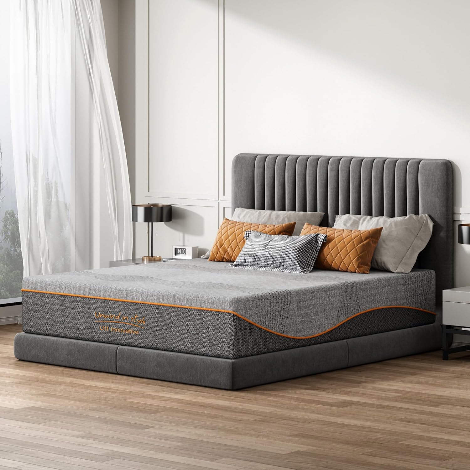 King Size Mattress 12 Inch, Memory Foam Mattress in a Box for Couples and Master Bedroom, Medium Firm Support with Cooling Gel for Back Pain Relief, CertiPUR-US Certified, 80''x76'', Grey