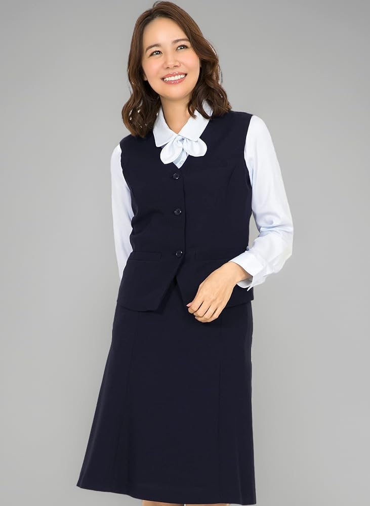 事務服 Aラインスカートとベストセットアップ Amazon | [アッドルージュ] 事務服 ベストスーツ セットアップ