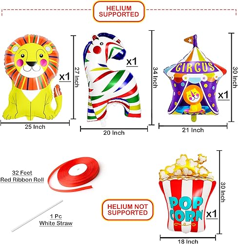 Miniatura 2 de KatchOn, Xtralarge, Globos de carnaval - 4 piezas | Decoraciones de fiesta temática de carnaval | Globos de circo para decoraciones de carnaval |