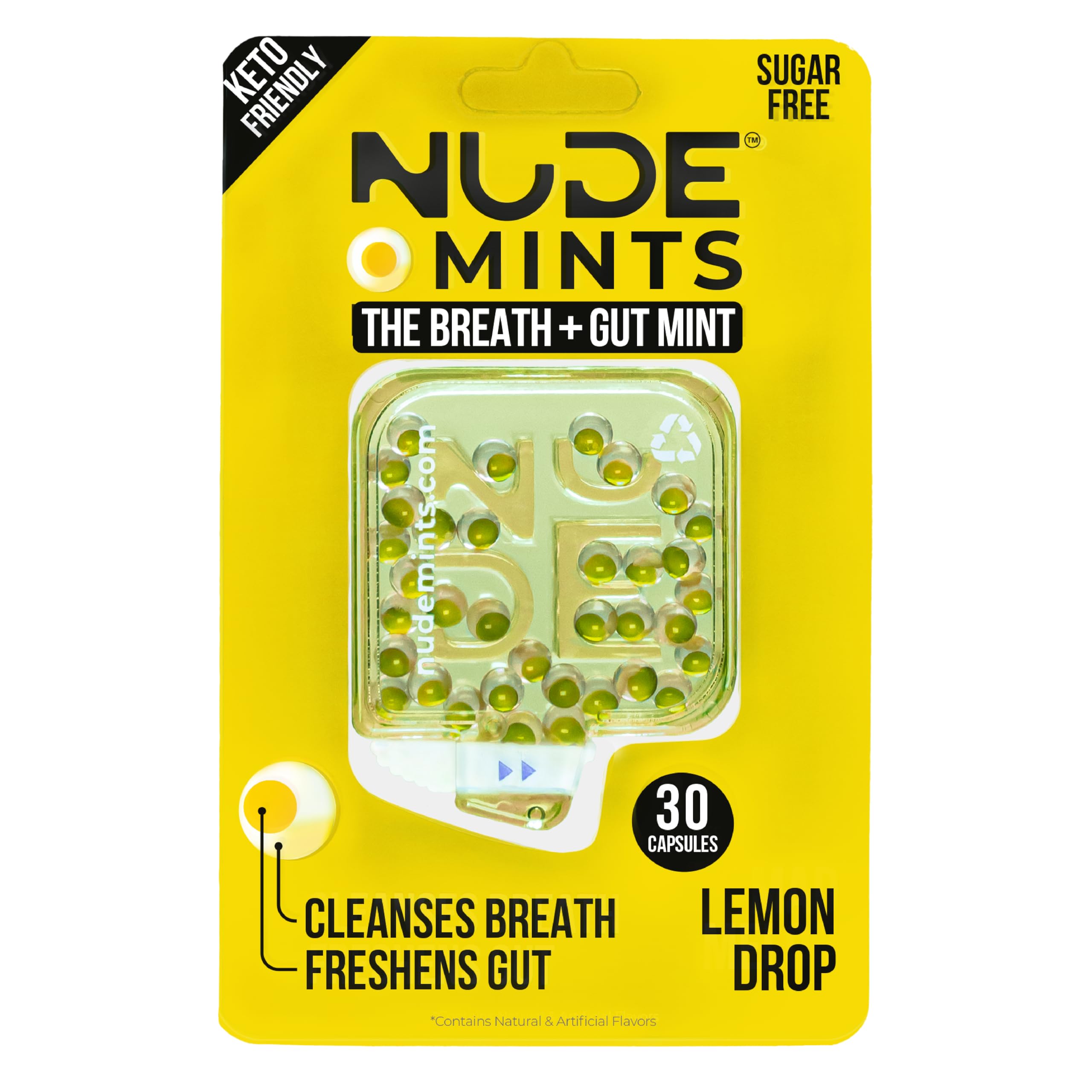 NUDEMINTS | Concentrated Liquid Capsules | Mouth Watering Mint - Lasts 3X Longer - 3X Stronger - Extreme Bad Breath Treatment for Adults - Sugar Free, 0 Calorie - Honey Lemon - 5 Pack - 150 Capsules