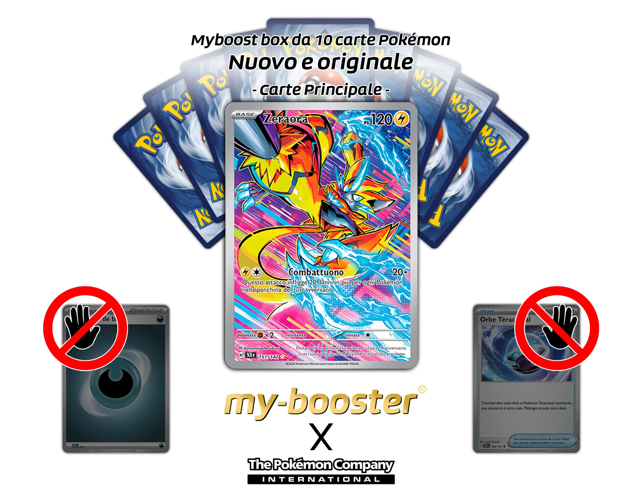 my-booster Zeraora 151/142 Alternativa Pokémon Gallery Secreto X Scarlatto e Violetto 7 Corona Astrale - Box di 10 carte Pokémon Italiane