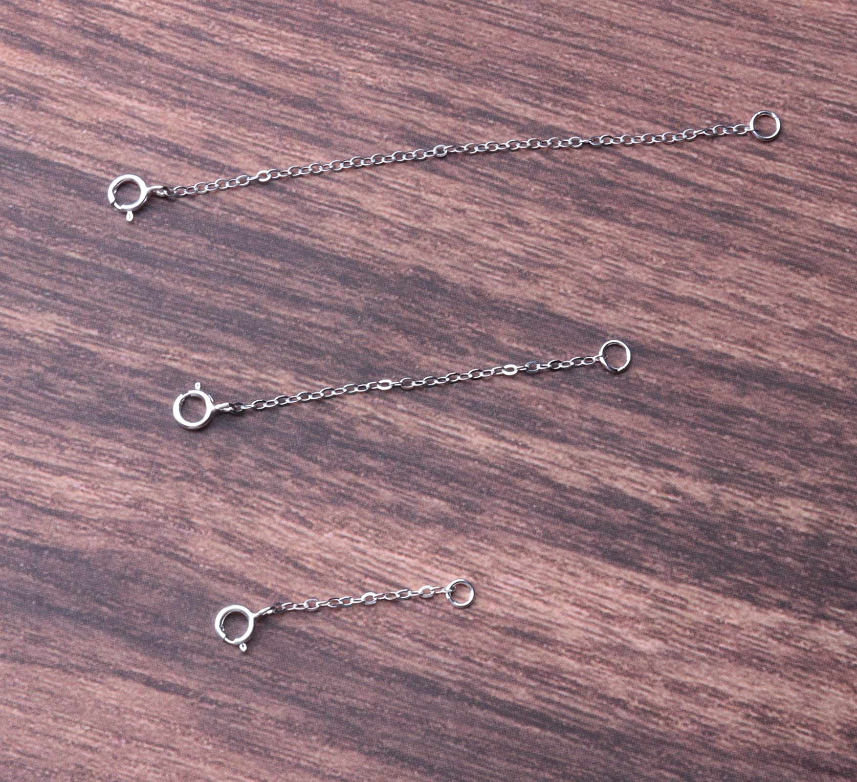 Ruwado 3 Pcs Necklace Extender Chain 925 Sterling Silver Multi Length Plated Chain Set for Women Jewelry Making Kit Bracelet Anklet (Silver)