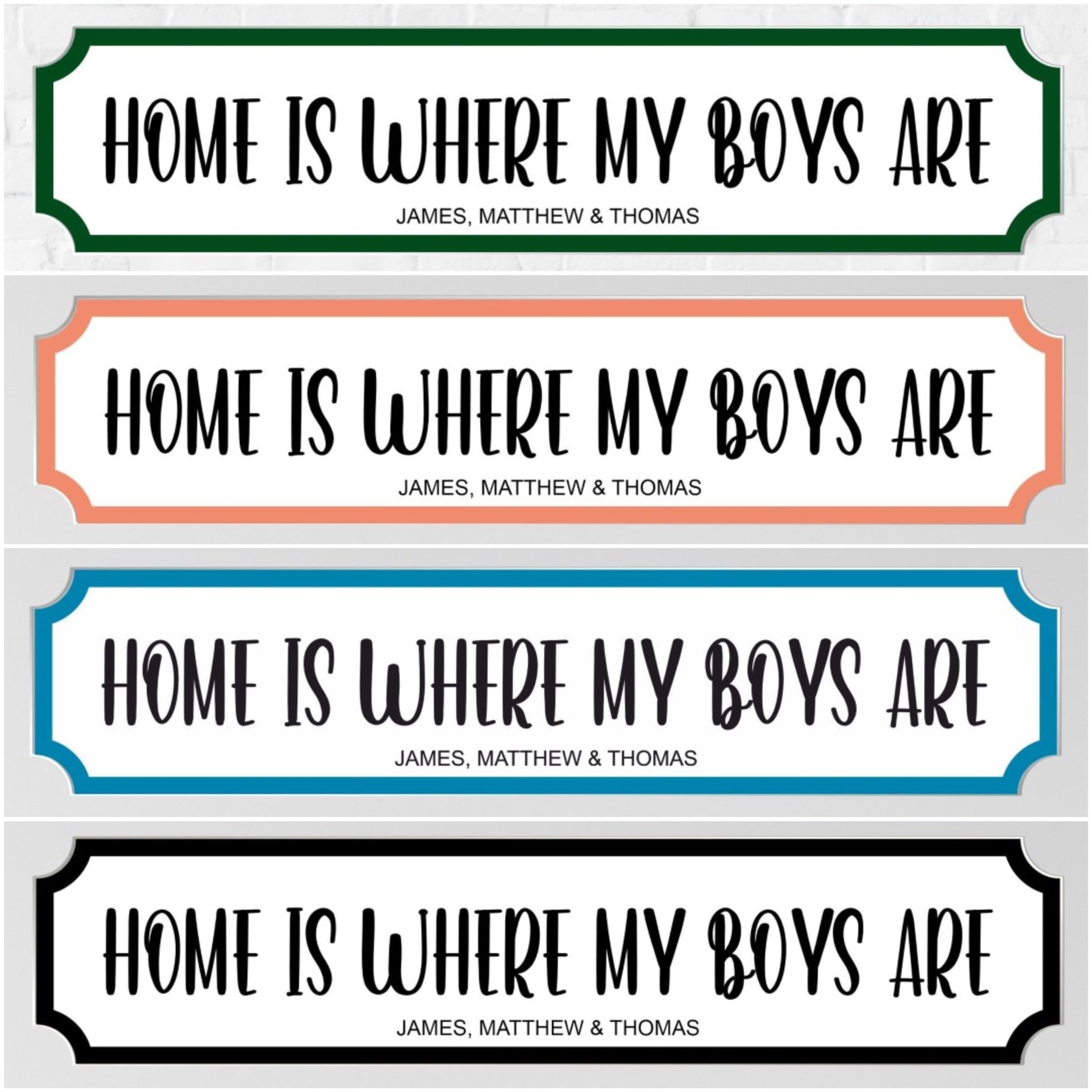 Personalised Street Sign Plaque – Home Is Where My Boys/Girls Are | Custom Children's Names Gift for Family Home Décor Wall Art Sign (Boys, Acrylic Extra Large: 59cm x 13cm)