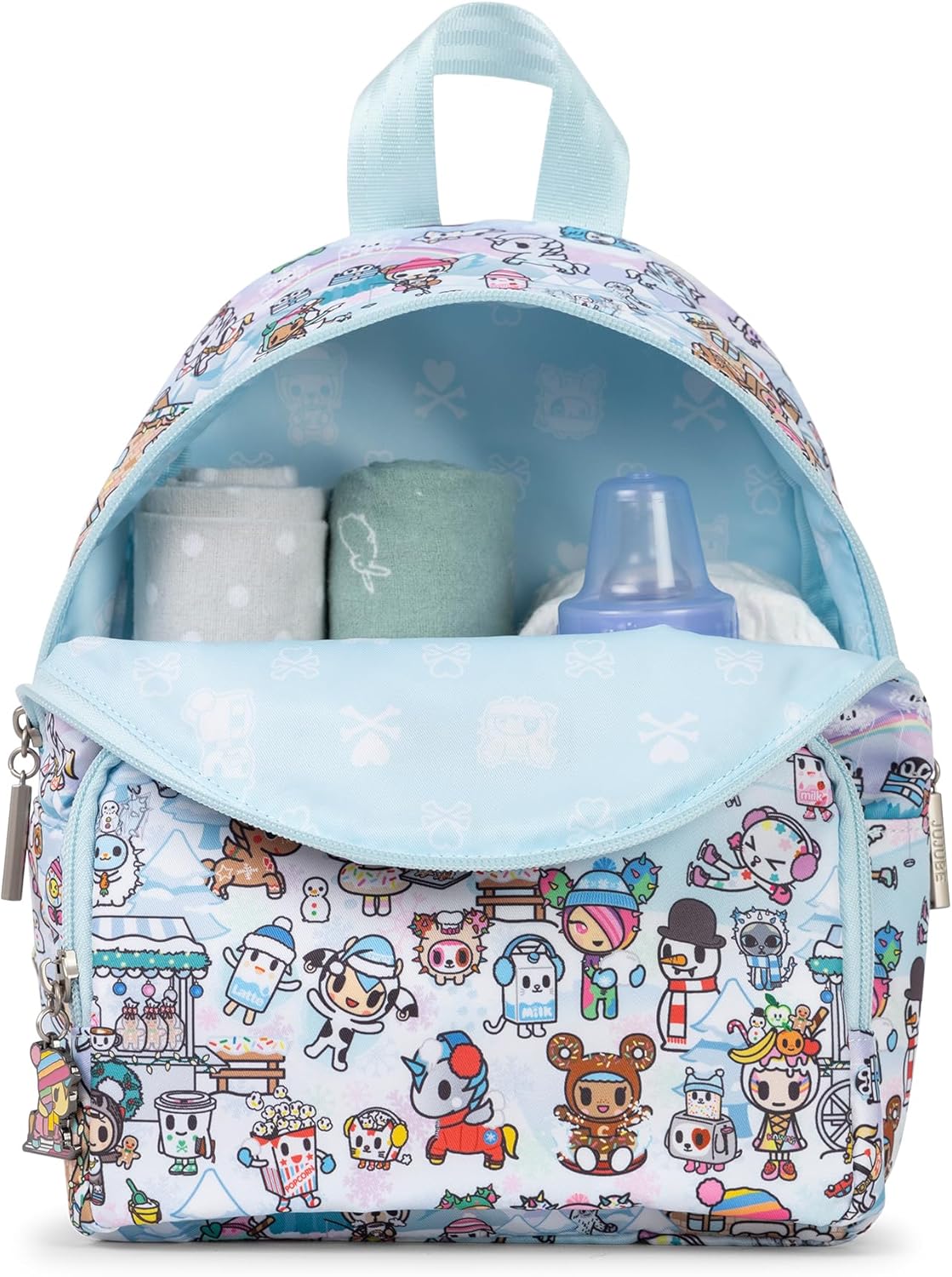 JuJuBe Everyday Mini, Tokidoki Snow Day, Small Diaper Backpack, Travel Bag for Baby Boy or Baby Girl, Lightweight Backpack for Baby Essentials, Bottles, Diapers, Pacifiers