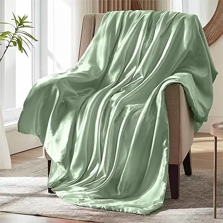 Sage Green Satin Throw Blanket - 50 x...