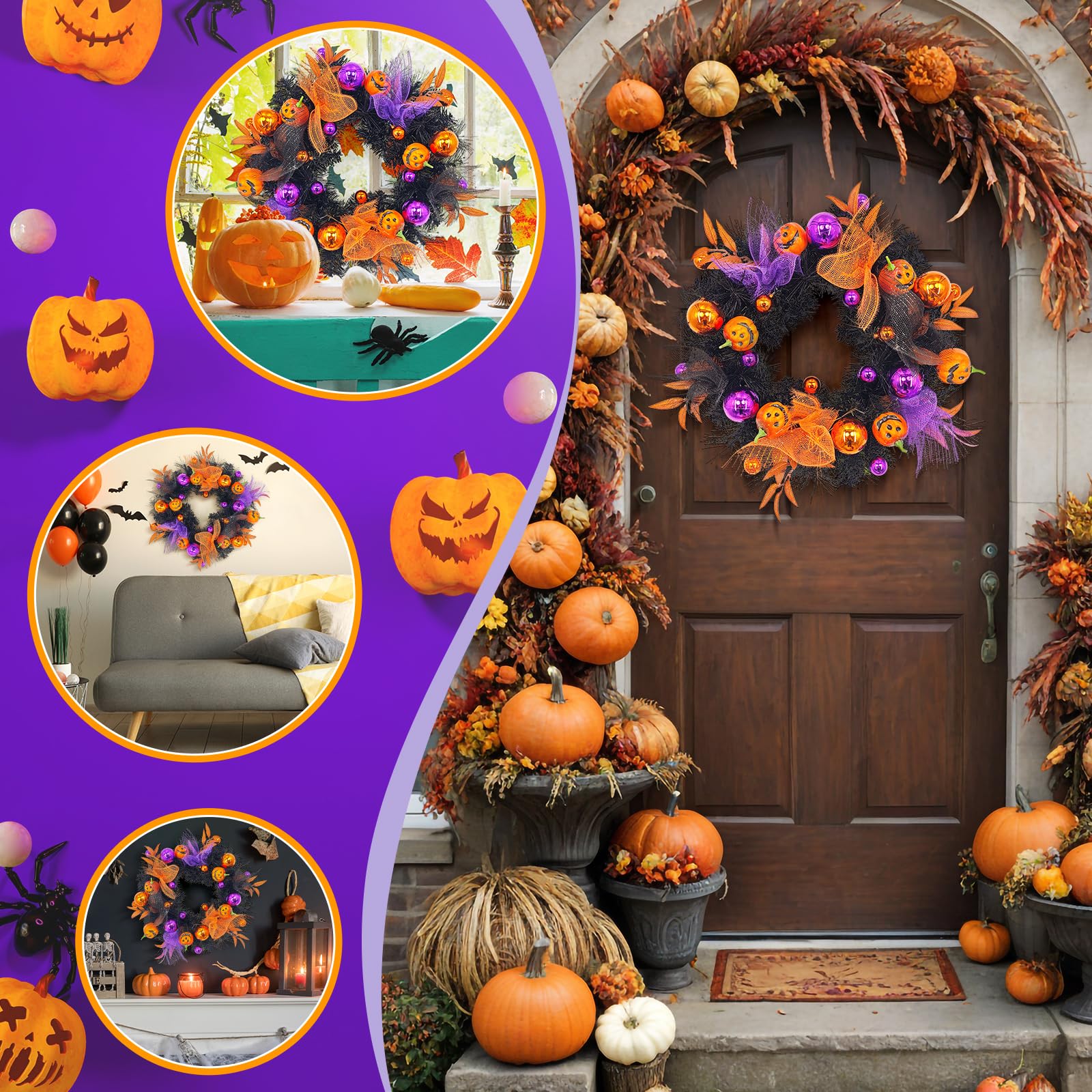 Amazon.co.jp: T Tooyful ハロウィンリース 直径 50cm ゴースト