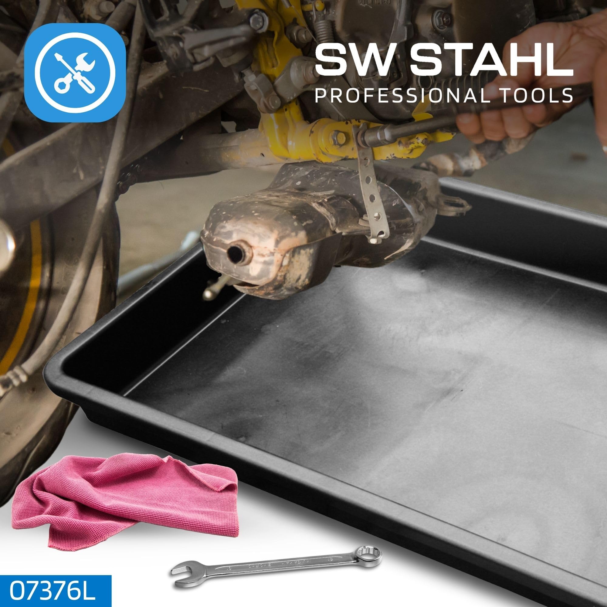 SW-Stahl 07377L Auffangwanne XXL für Auto & KFZ | Ölwanne aus Kunststoff | 88 x 60 x 10cm | 40 Liter Fassungsvermögen | Made in Germany