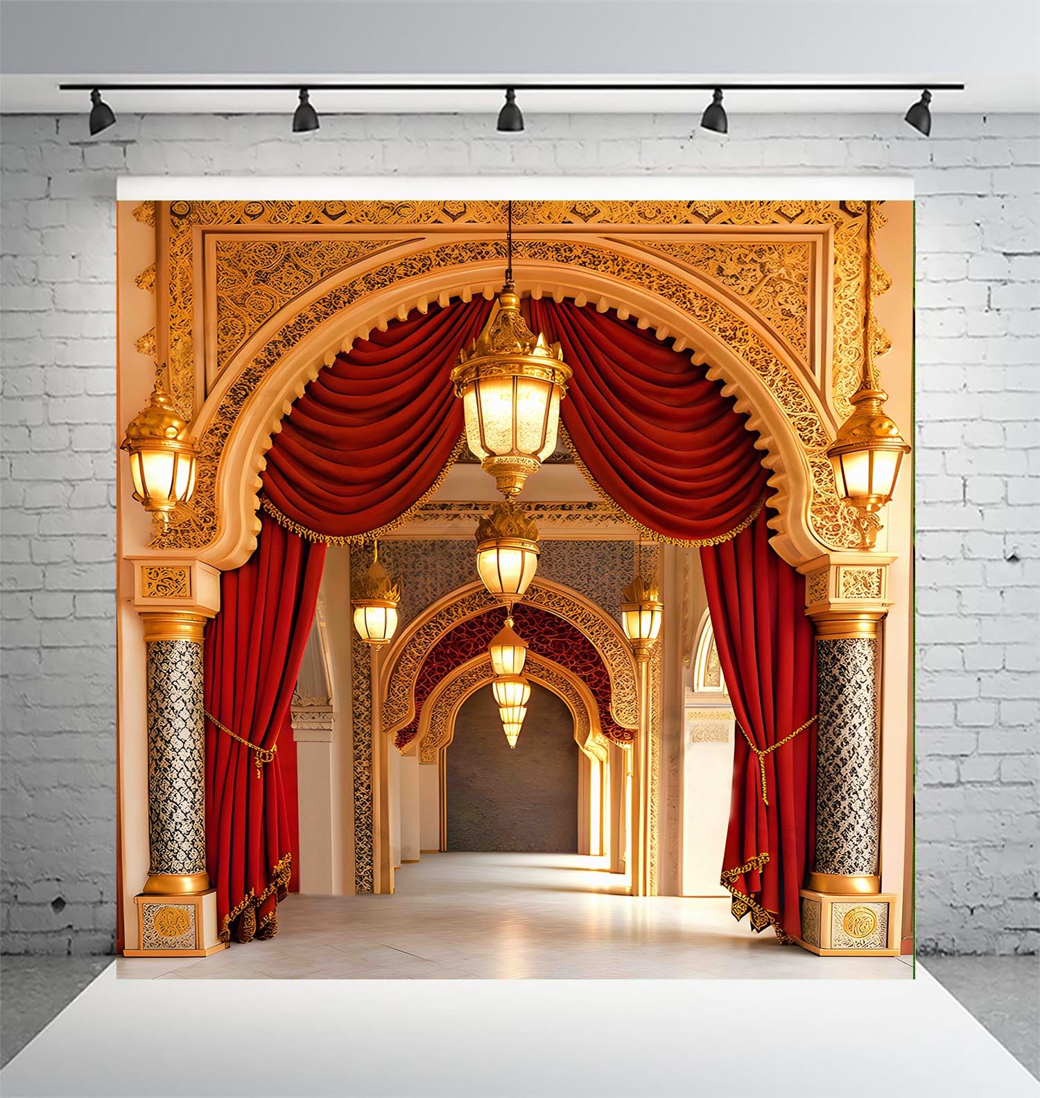 UL 3D Palace Gate Royal Backdrop – 8ft x 8ft Cloth for Pooja, Wedding & Festival Decoration-image-15