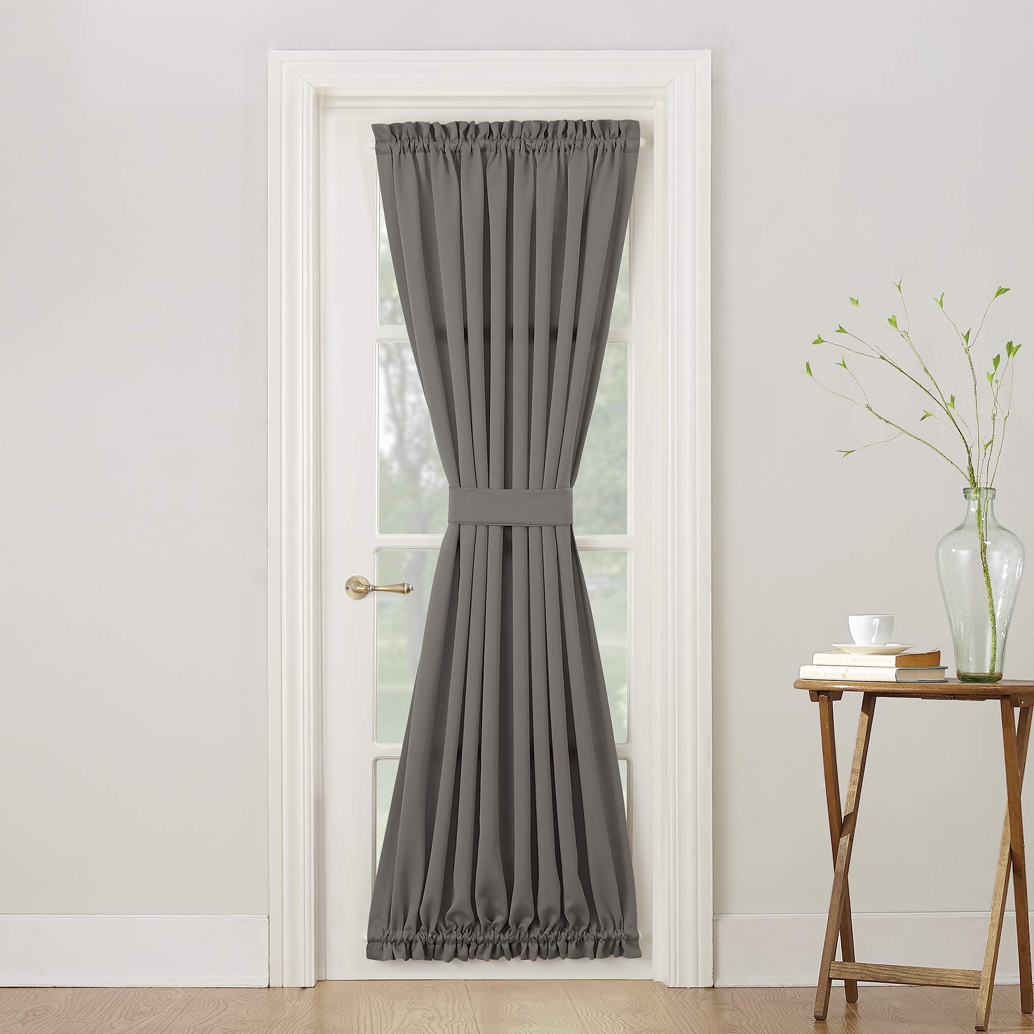 Sun ZeroBarrow Energy Efficient Rod Pocket Door Curtain Panel, 54" x 72", Steel