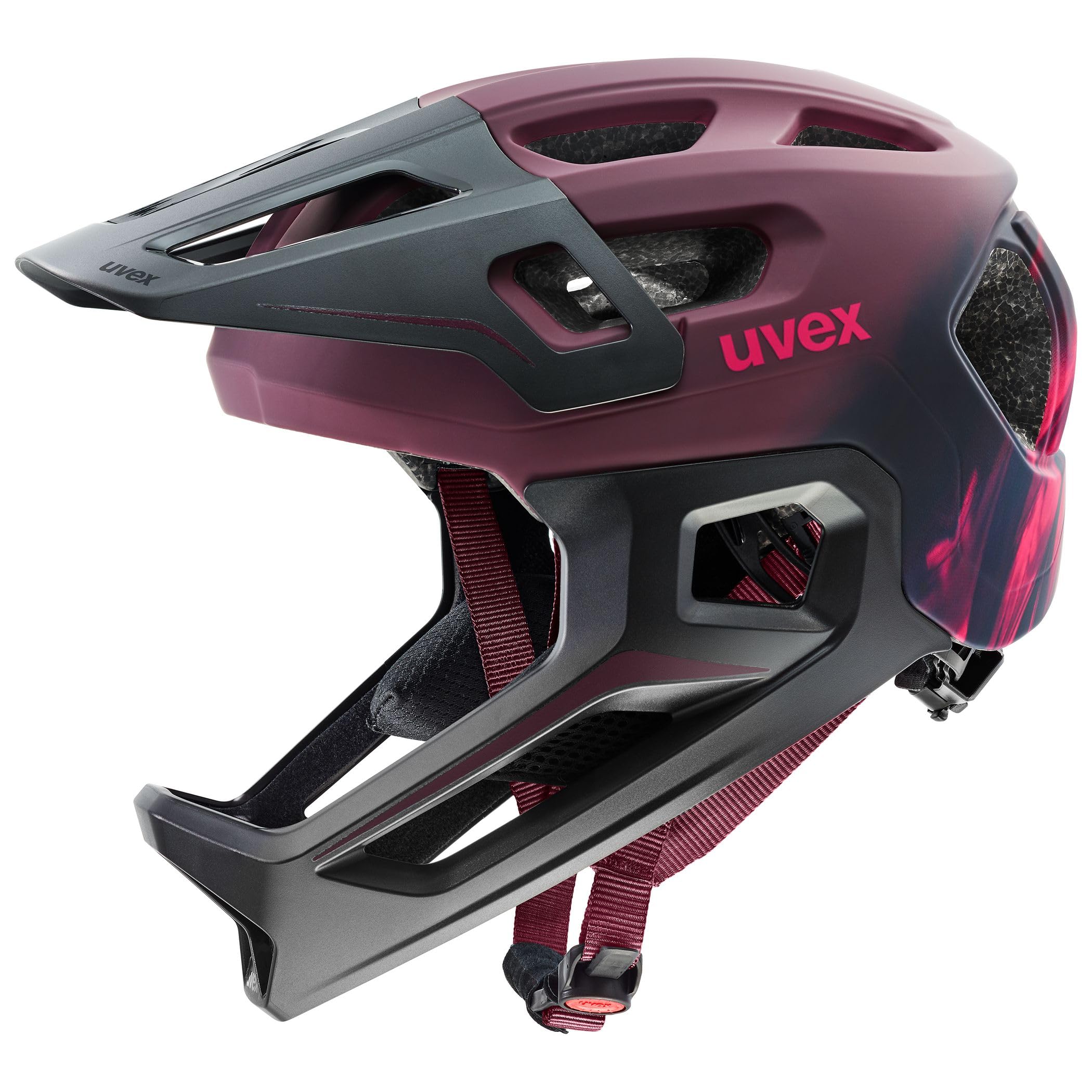 uvex react jr. fullface, kask rowerowy unisex-dzieci, cranberry matt, 52-56 cm