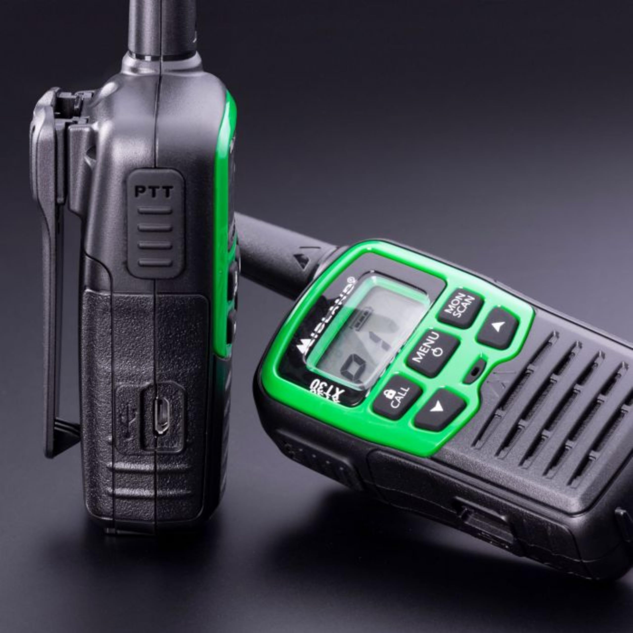 Midland XT30 PMR-Funkgerät mit Akku & Ladekabel, 6 km Reichweite, 16 Kanäle, VOX-Funktion, Walkie Talkies mit hervorragender Sprachqualität, Paar, grün