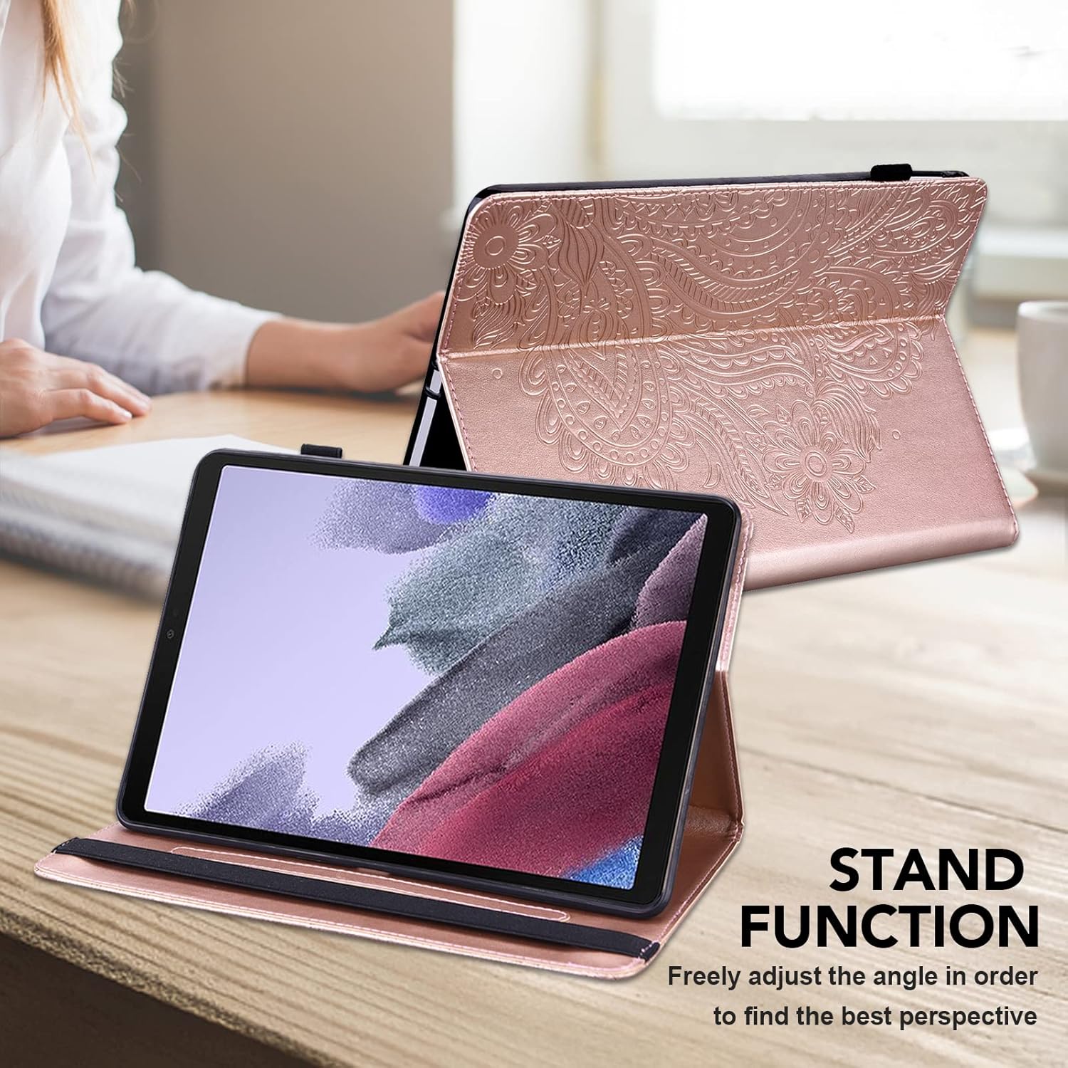 Case for Samsung Galaxy Tab A 10.1 2019,Embossed Design Peacock Flower PU Leather Folio Flip Stand Smart Case with Elastic Band for Galaxy Tab A 10.1" Tablet 2019 (SM-T510/T515/T517) - Golden