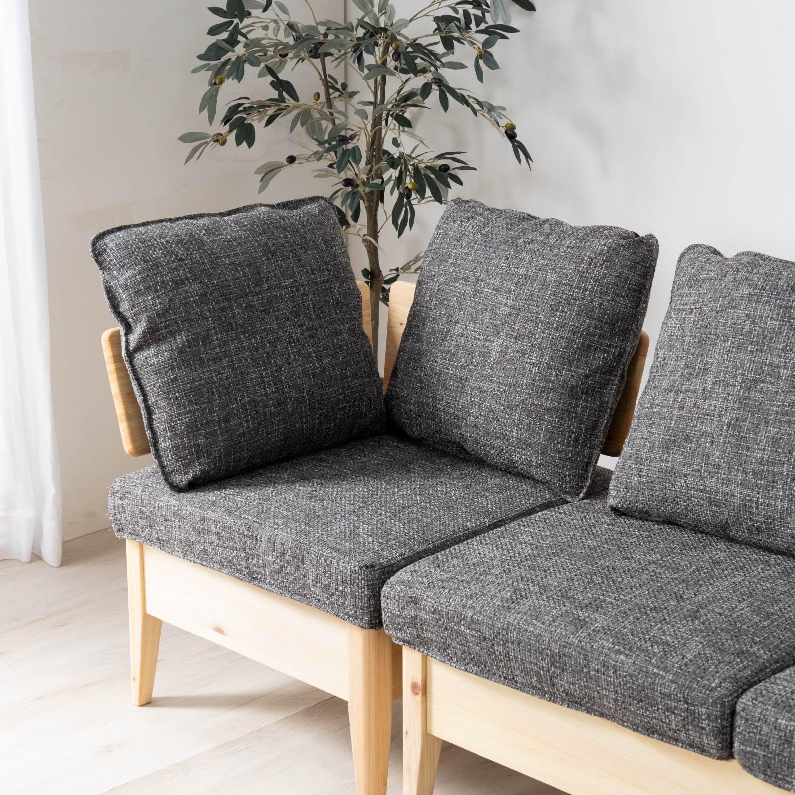 Tac-INTERIOR ヒノキ製 コーナーソファ3点セット(収納付き) Amazon