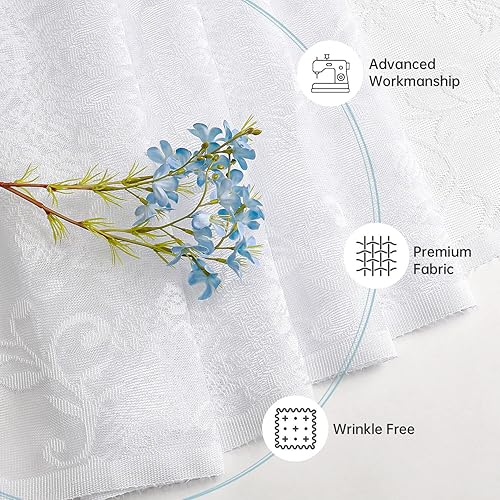 Miniatura 5 de WUBODTI Cortinas de encaje blanco de 72 pulgadas con cenefas, 2 paneles, cortinas transparentes bordadas florales con bolsillo para barra, cortina
