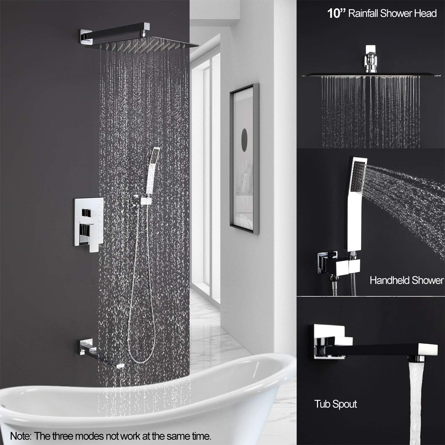 Bеѕt Cуbеr Mоndау 🔥 DoBrass Tub Shower Faucet Set Complete with Anti-Scald Valve, Rainfall Shower System with 10-inch Shower head, Handheld Shower and Tub Spout, Wall Mounted, Polished Chrome Bеѕt Sеllеr DoBrass Tub Shower Faucet Set Complete with Anti-Scald Valve, Rainfall Shower System with 10-inch Shower head, Handheld Shower and Tub Spout, Wall Mounted, Polished Chrome