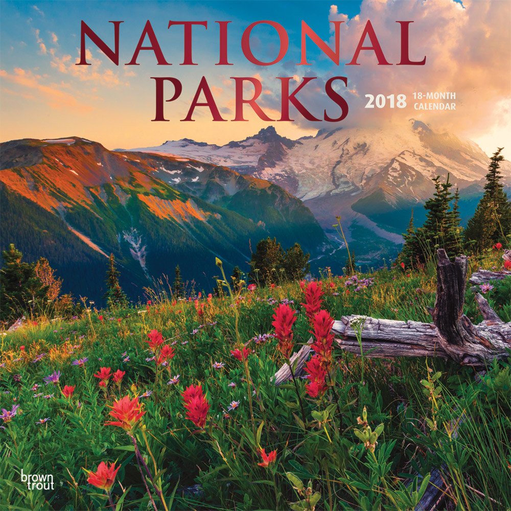 National Parks 2018 12 Inch x 12 Inch Square Wall Calendar with Foil-Stamped Cover, America USA Outdoors (English, French and Spanish Edition)