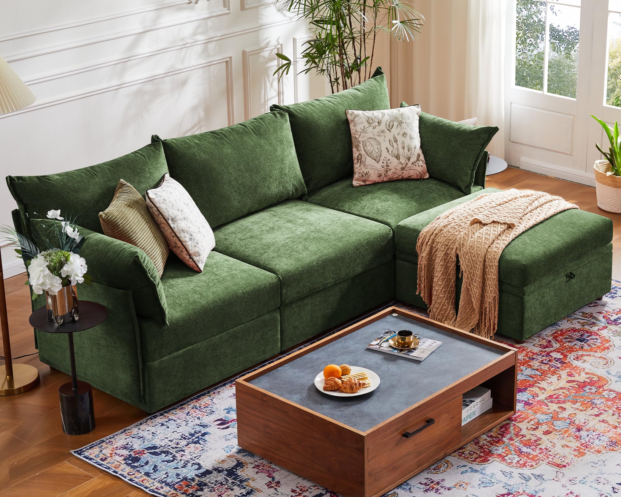 ABCASA L-Shape Modular Sectional Sofa
