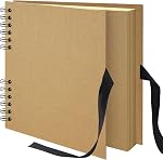 8x8 inch Scrapbook Photo Album DIY Picture Book 40 Pages, Thick Kraft Paper Scrap Book Album with Silk Ribbon Wedding Guest Book Memory Book for Baby, Family, Travel (Pink)