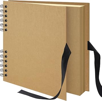 DIY Scrapbook Photo Album 20.5 x 20.5 cm, Hardcover Kraft Memory Book with Blank Pages, 40 Pages Wedding Photo Album for Anniversary Baby Family Travel Keepsake, Khaki