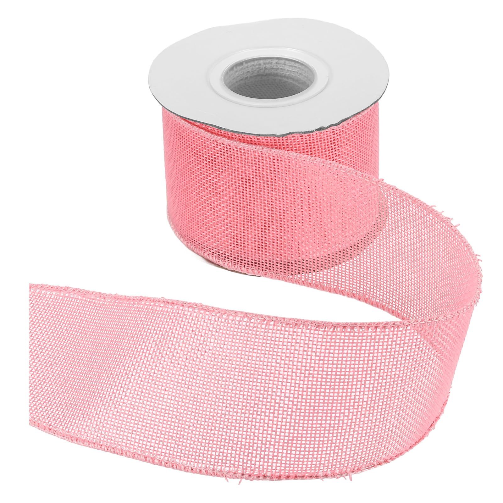 sourcing map Burlap Wired Ribbon 2-1/2" x 10 Yards Wired Edge Ribbon Cross Linen Woven Strap for Big Bow Wreath Holiday Parties Home and Outdoor Decoration, Pink